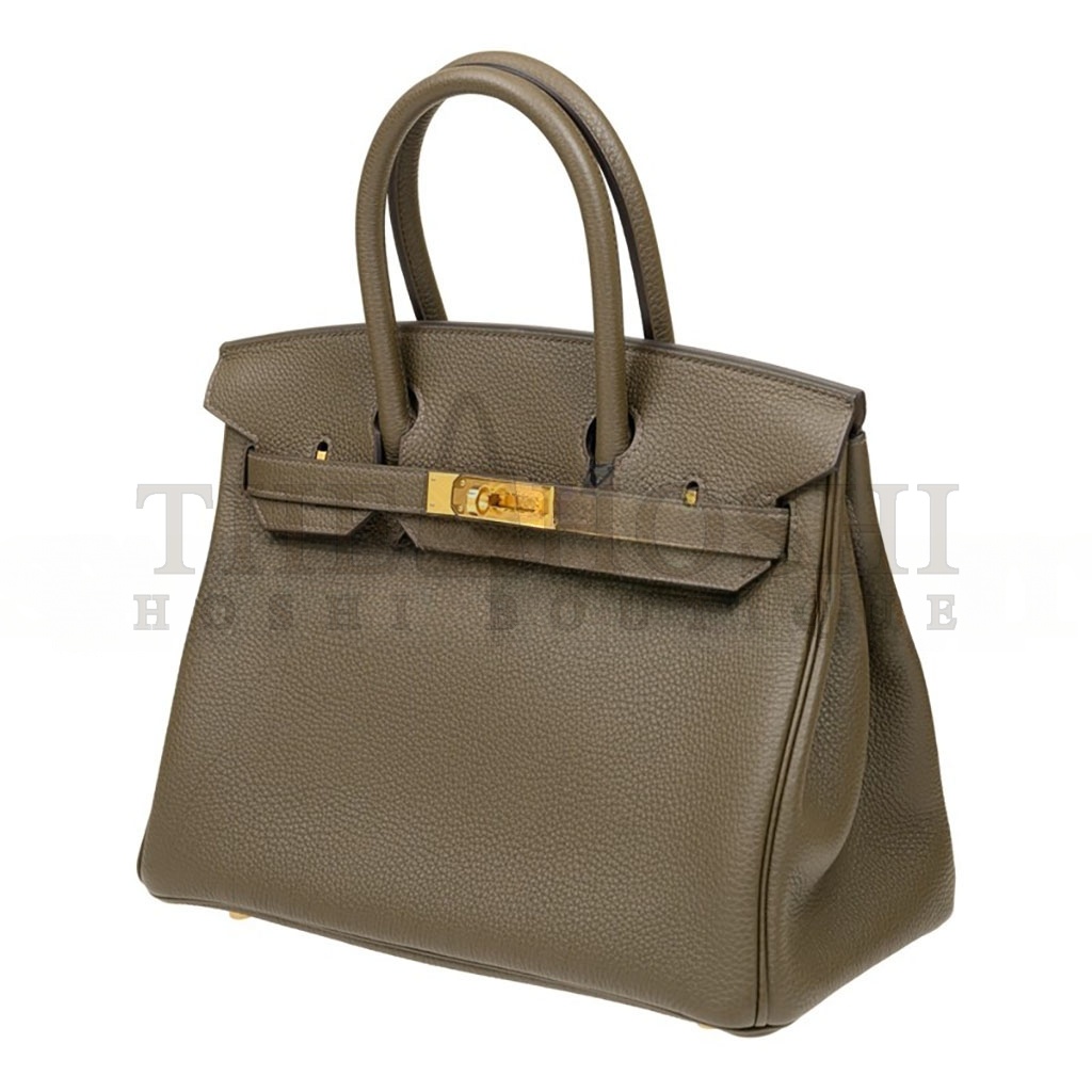 H**me5 BIRKIN 25 EPSOM LEATHER TRENCH COAT GREY GOLD BUCKLE BAG H028369CCM8 (25*20*13cm) Master Quality